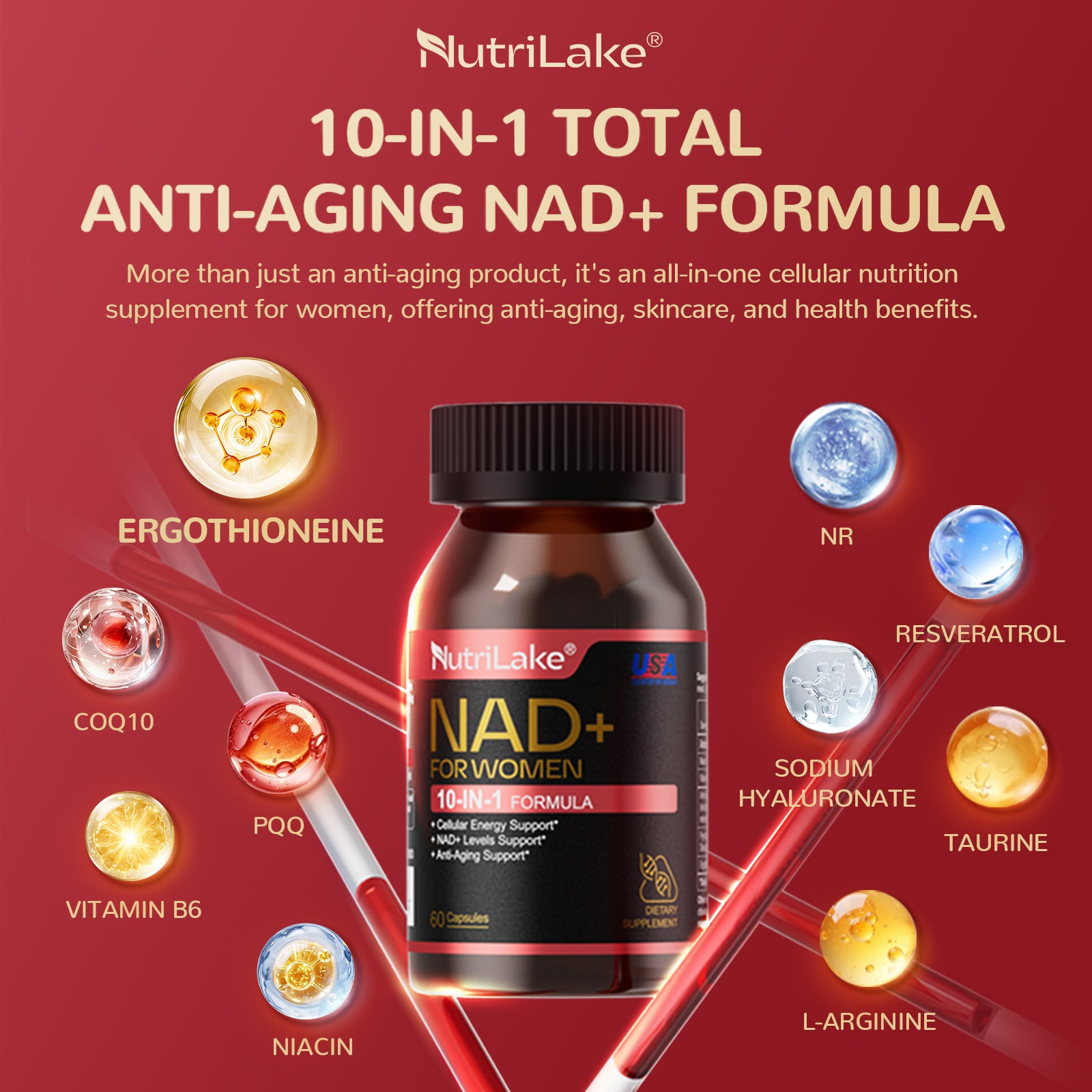 NutriLake® NAD+ FOR WOMEN: Cellular Renewal & Radiance Support