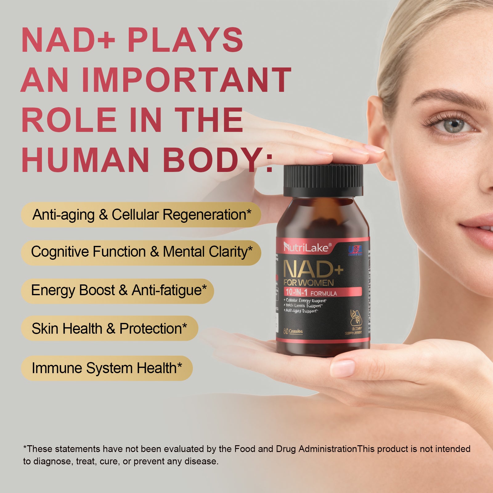 NutriLake® NAD+ FOR WOMEN: Cellular Renewal & Radiance Support